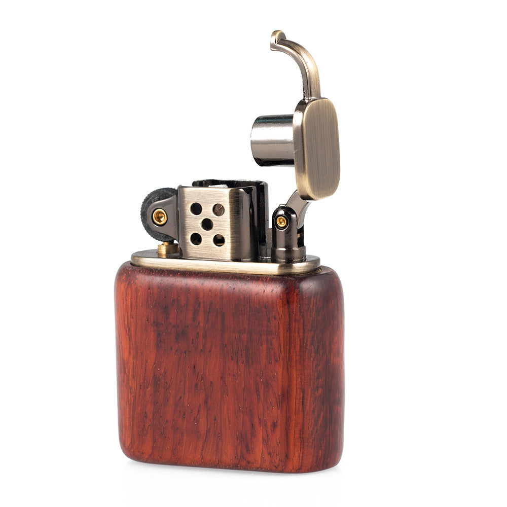 Rosewood Wooden Case Antique Style Lift Arm Soft Flame Kerosene Lighter