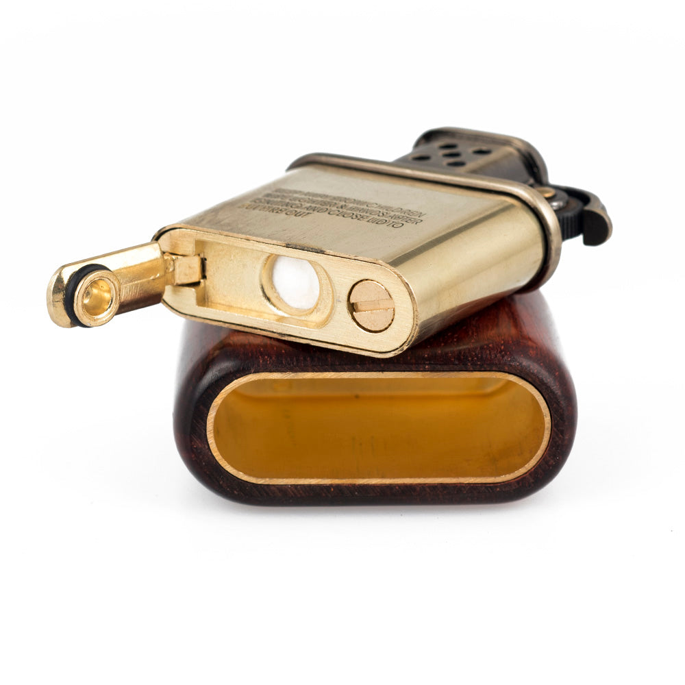 Rosewood Wooden Case Antique Style Lift Arm Soft Flame Kerosene Lighter