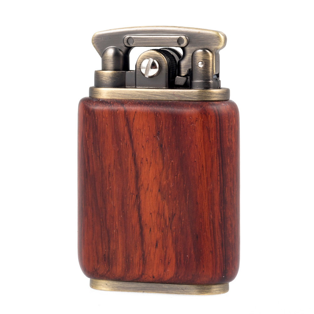 Rosewood Wooden Case Antique Type Soft Flame Rocker Arm Petrol Kerosene Lighter