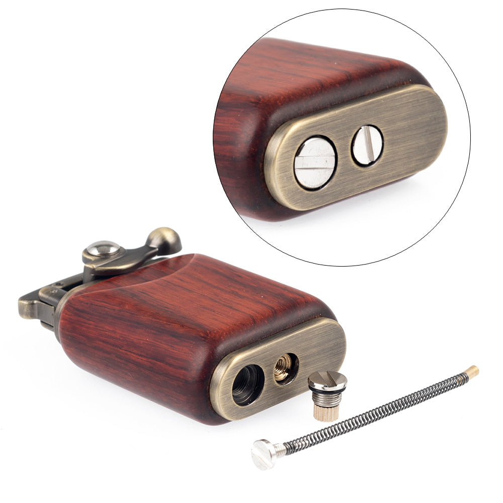 Rosewood Wooden Case Antique Type Soft Flame Rocker Arm Petrol Kerosene Lighter