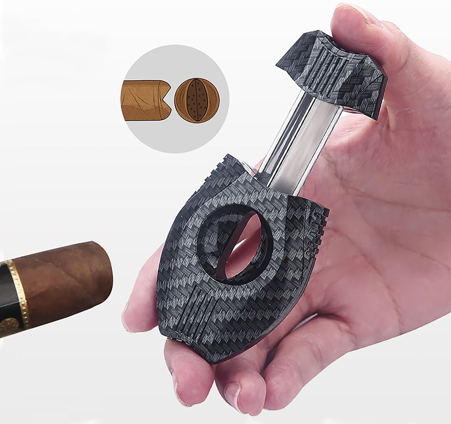 Professional V-Cut Cigar Cutter with Stainless Steel Blade, Ergonomic Plastic Guillotine Design, Precision Cutting for All Cigar Sizes, Portable for Home, Office & Travel Use